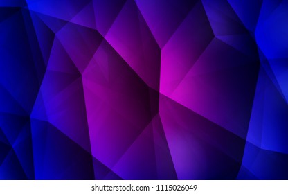 Dark Pink, Blue vector shining triangular cover. Elegant bright polygonal illustration with gradient. Completely new template for your banner.