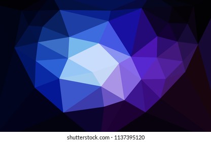 Dark Pink, Blue vector shining triangular layout with a heart in a centre. Modern abstract illustration with triangles. New template for your brand book.