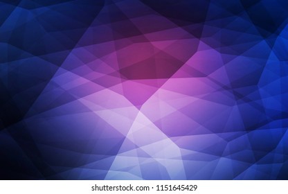 Dark Pink, Blue vector shining triangular cover. Triangular geometric sample with gradient.  New template for your brand book.