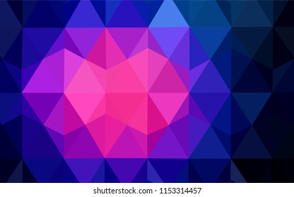 Dark Pink, Blue vector shining triangular cover. Creative illustration in halftone style with triangles. Completely new template for your banner.