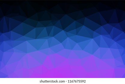 Dark Pink, Blue vector shining hexagonal background. Modern geometrical abstract illustration with gradient. The best triangular design for your business.