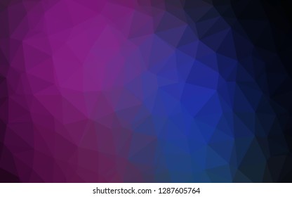 Dark Pink, Blue vector shining triangular background. Shining illustration, which consist of triangles. Brand new style for your business design.