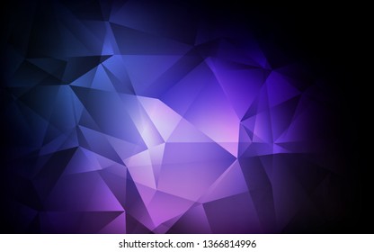 Dark Pink, Blue vector shining triangular background. Creative illustration in halftone style with triangles. Triangular pattern for your design.