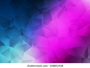 Dark Pink, Blue vector shining triangular pattern. A vague abstract illustration with gradient. The best triangular design for your business.