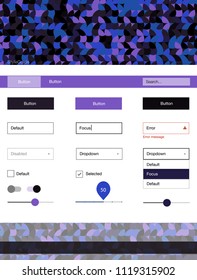 Dark Pink, Blue vector style guide with circles. Simple Material Design Kit with colorful dots in header. Simple colorful design for websites.