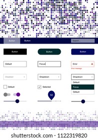 Dark Pink, Blue vector style guide with circles. Beautiful ui ux kit with colorful dots in its header. Modern template for your landing page.