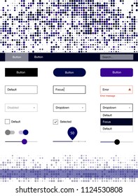 Dark Pink, Blue vector style guide with circles. Colorful ui/ux kit with header consisted of spheres. This sample is for your website.