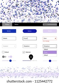 Dark Pink, Blue vector style guide with circles. Simple Material Design Kit with colorful dots in header. This template you can use for landing pages.