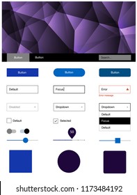 Dark Pink, Blue vector style guide with triangles. Simple Material Design Kit with colorful mosaic of triangles. This sample is for your landing page.