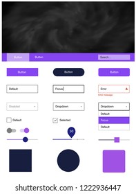 Dark Pink, Blue Vector Style Guide With Sky Stars. Decorative Ui Kit Design In Abstract Style With Colorful Sky. Modern Template For Your Landing Page.