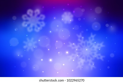 Dark Pink, Blue vector template with ice snowflakes. Glitter abstract illustration with crystals of ice. The pattern can be used for year new  websites.