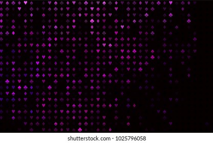 Dark Pink, Blue vector template with poker symbols. Shining illustration with hearts, spades, clubs, diamonds. Pattern for ads of parties, events in Vegas.