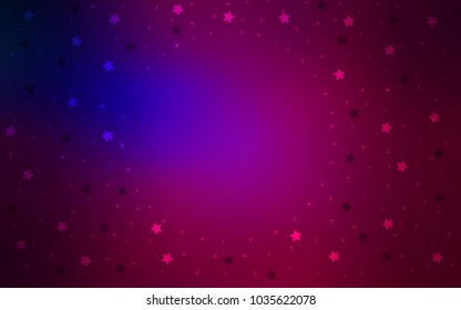 Dark Pink, Blue vector template with sky stars. Glitter abstract illustration with colored stars. The pattern can be used for wrapping gifts.