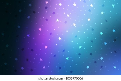 Dark Pink, Blue vector template with sky stars. Glitter abstract illustration with colored stars. The pattern can be used for new year ad, booklets.