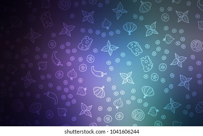 Dark Pink, Blue vector template with organic meal. Fast Food on blurred abstract background with colorful gradient. Design for ad, poster, banner of cafes or restaurants.