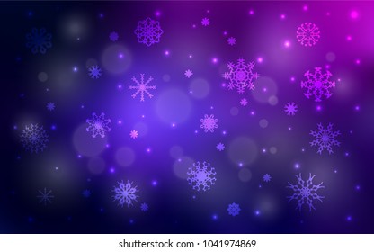 Dark Pink, Blue vector template with ice snowflakes. Modern geometrical abstract illustration with crystals of ice. New year design for your ad, poster, banner.