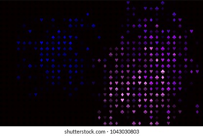 Dark Pink, Blue vector template with poker symbols. Glitter abstract sketch with isolated symbols of playing cards. Smart design for your business advert of casinos.