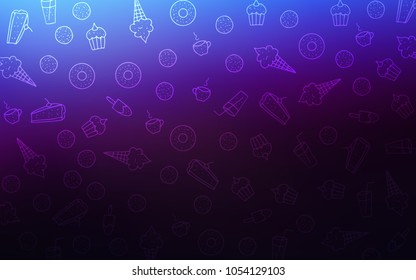 Dark Pink, Blue vector template with sweet snacks. Beautiful colored illustration with candies in doodle style. Pattern for ads of breakfast, lunch, dinner.