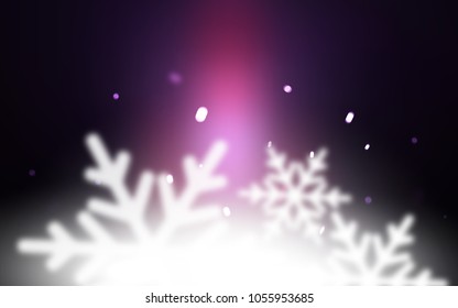 Dark Pink, Blue vector template with ice snowflakes. Blurred decorative design in xmas style with snow. New year design for your business advert.