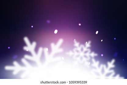 Dark Pink, Blue vector template with ice snowflakes. Decorative shining illustration with snow on abstract template. The pattern can be used for new year ad, booklets.