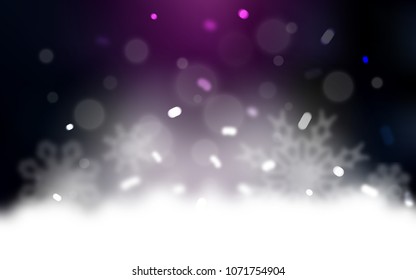 Dark Pink, Blue vector template with ice snowflakes. Snow on blurred abstract background with gradient. New year design for your ad, poster, banner.