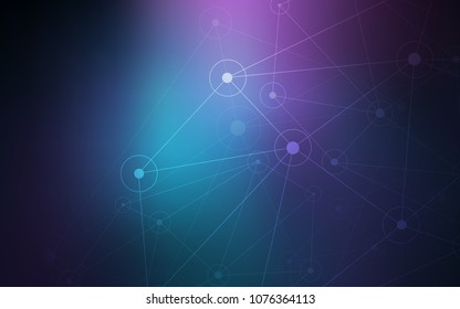 Dark Pink, Blue vector template with circles, triangles. Glitter abstract illustration with connection of triangle structure. Completely new template for your brand book.