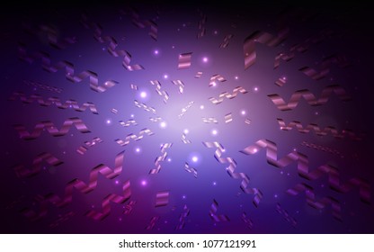 Dark Pink, Blue vector template with carnival confetti. Decorative shining illustration with ribbons on abstract template. New design for ad, poster, banner of your Party.