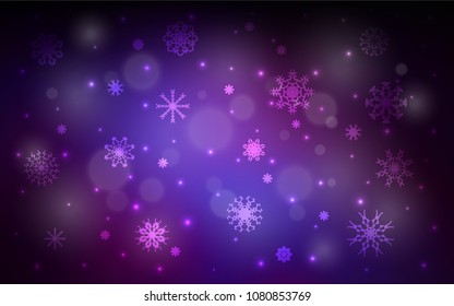 Dark Pink, Blue vector template with ice snowflakes. Glitter abstract illustration with crystals of ice. The pattern can be used for new year leaflets.