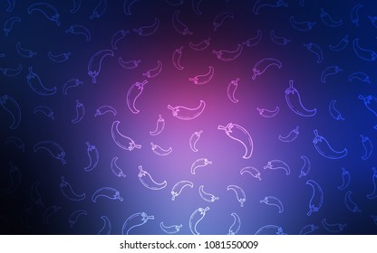 Dark Pink, Blue vector template with organic peppers. Beautiful colored illustration with peppers in doodle style. Pattern for ads of breakfast, lunch, dinner.