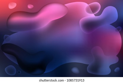 Dark Pink, Blue vector template with liquid shapes. Blurred geometric sample with gradient bubbles.  Textured wave pattern for backgrounds.
