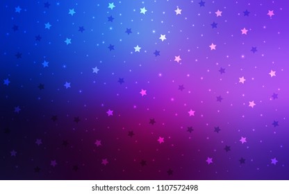 Dark Pink, Blue vector template with sky stars. Blurred decorative design in simple style with stars. Best design for your ad, poster, banner.