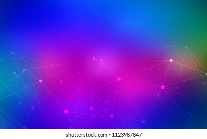 Dark Pink, Blue vector template with circles, triangles. Design with connection of dots and lines on colorful background. Completely new template for your brand book.