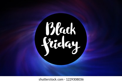 Dark Pink, Blue vector template with a black hole, space. Gradient colorful illustration with a black hole, stars. Backdrop for super sales on Black Friday.