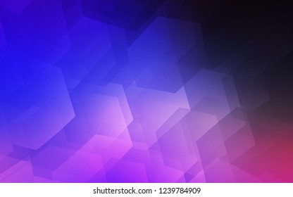 Dark Pink, Blue vector template in hexagonal style. Illustration with set of colorful hexagons. Pattern can be used for landing pages.