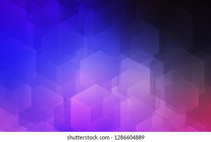 Dark Pink, Blue vector template in hexagonal style. Illustration with set of colorful hexagons. Pattern can be used for landing pages.