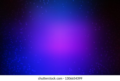 Dark Pink, Blue vector template with space stars. Space stars on blurred abstract background with gradient. Pattern for futuristic ad, booklets.