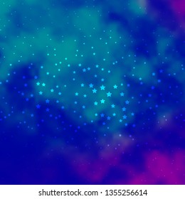 Dark Pink, Blue vector template with neon stars. Shining colorful illustration with small and big stars. Design for your business promotion.