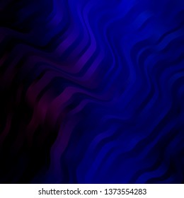 Dark Pink, Blue vector template with wry lines. Illustration in halftone style with gradient curves. Pattern for ads, commercials.
