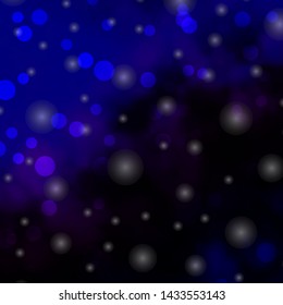Dark Pink, Blue vector template with circles, stars. Abstract illustration with colorful spots, stars. Pattern for booklets, leaflets.