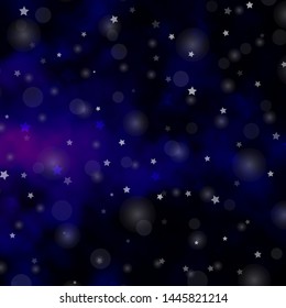 Dark Pink, Blue vector template with circles, stars. Abstract illustration with colorful shapes of circles, stars. Pattern for trendy fabric, wallpapers.