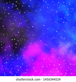 Dark Pink, Blue vector template with neon stars. Shining colorful illustration with small and big stars. Pattern for new year ad, booklets.