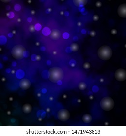 Dark Pink, Blue vector template with circles, stars. Abstract illustration with colorful shapes of circles, stars. Pattern for booklets, leaflets.