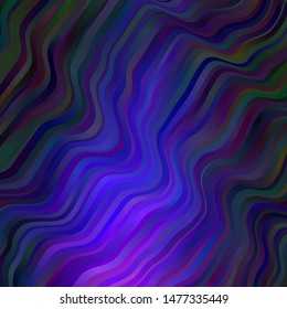Dark Pink, Blue vector template with curved lines. Abstract illustration with bandy gradient lines. Pattern for ads, commercials.