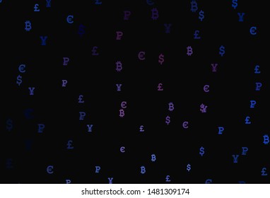 Dark Pink, Blue vector template with currency. Blurred design in simple style with symbols of currency. Pattern for financial, investment websites.