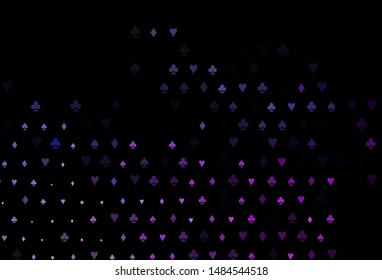 Dark Pink, Blue vector template with poker symbols. Glitter abstract sketch with isolated symbols of playing cards. Smart design for your business advert of casinos.