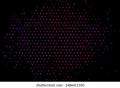 Dark Pink, Blue vector template with poker symbols. Blurred decorative design of hearts, spades, clubs, diamonds. Pattern for booklets, leaflets of gambling houses.