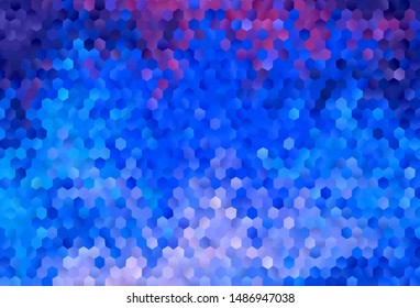 Dark Pink, Blue vector template in hexagonal style. Blur background with colorful hexagons. New template for your brand book.