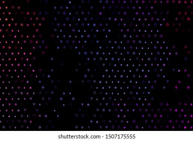 Dark Pink, Blue vector template with poker symbols. Illustration with set of hearts, spades, clubs, diamonds. Design for ad, poster, banner of gambling websites.