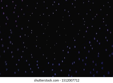 Dark Pink, Blue vector template with currency. Shining illustration with signs of currency on abstract template. Pattern for bank ads, posters, banners.