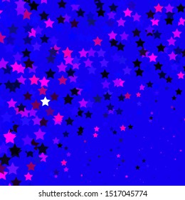 Dark Pink, Blue vector template with neon stars. Shining colorful illustration with small and big stars. Pattern for websites, landing pages.